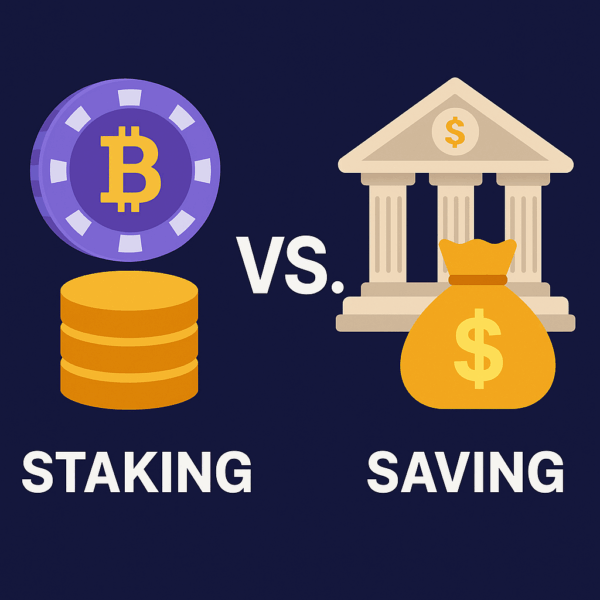 Illustration of staking vs traditional saving