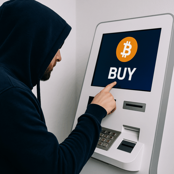 Person buying BTC from an ATM anonymously