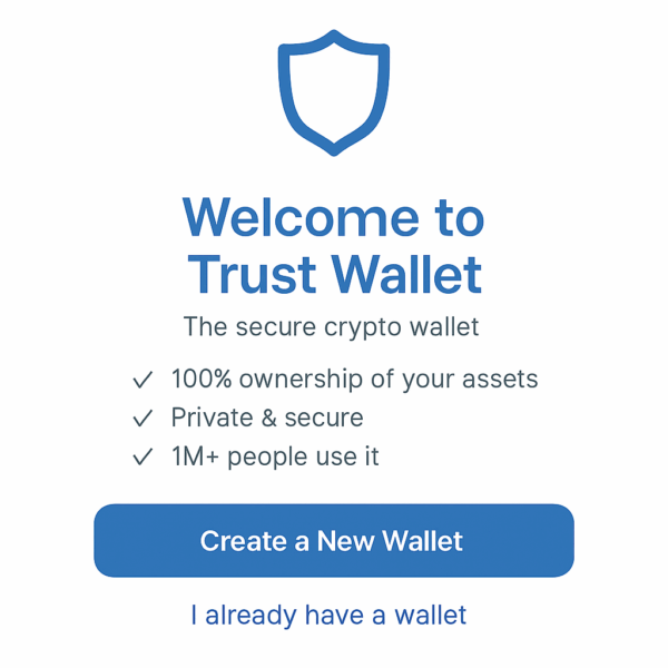Trust Wallet setup screen